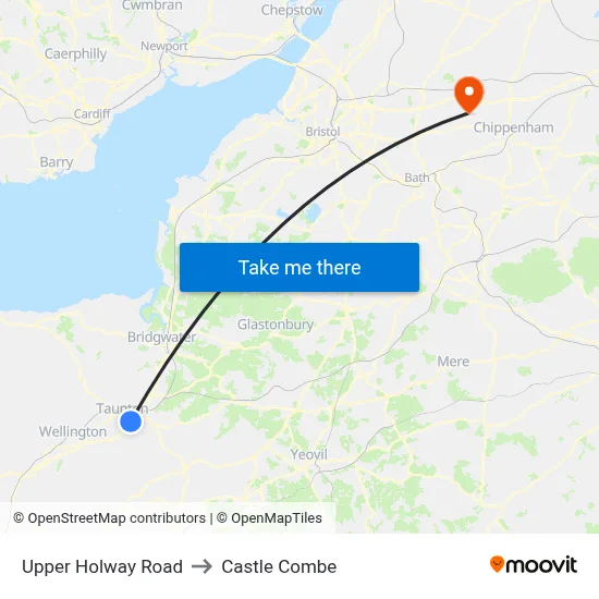 Upper Holway Road to Castle Combe map