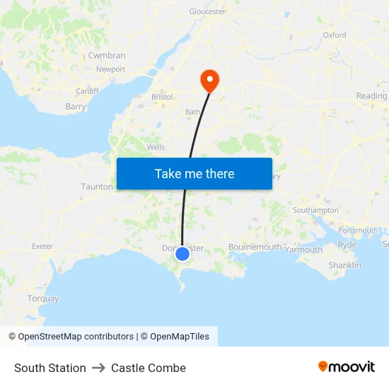 South Station to Castle Combe map