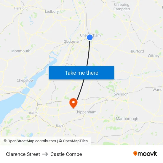 Clarence Street to Castle Combe map