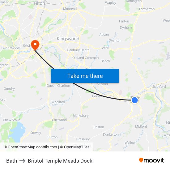 Bath to Bristol Temple Meads Dock map