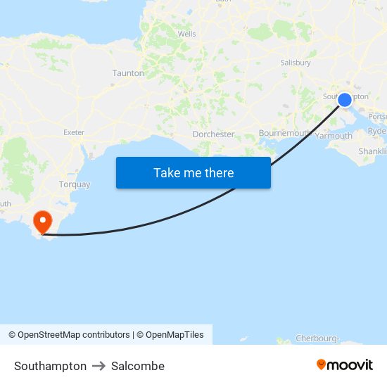 Southampton to Salcombe map