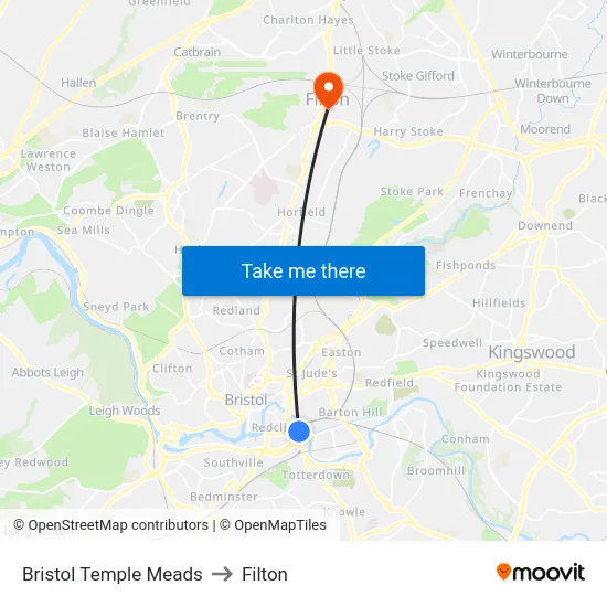 Bristol Temple Meads to Filton map