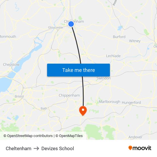 Cheltenham to Devizes School map