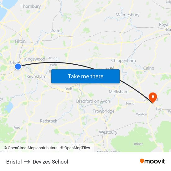 Bristol to Devizes School map