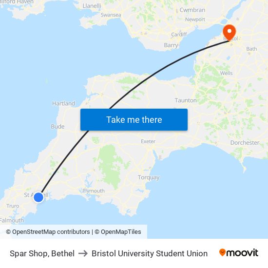 Spar Shop, Bethel to Bristol University Student Union map