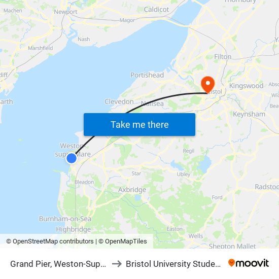 Grand Pier, Weston-Super-Mare to Bristol University Student Union map