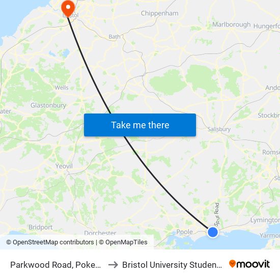 Parkwood Road, Pokesdown to Bristol University Student Union map