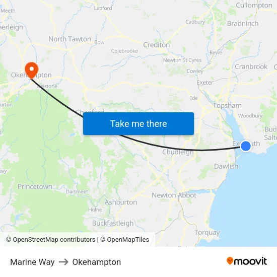 Marine Way to Okehampton map