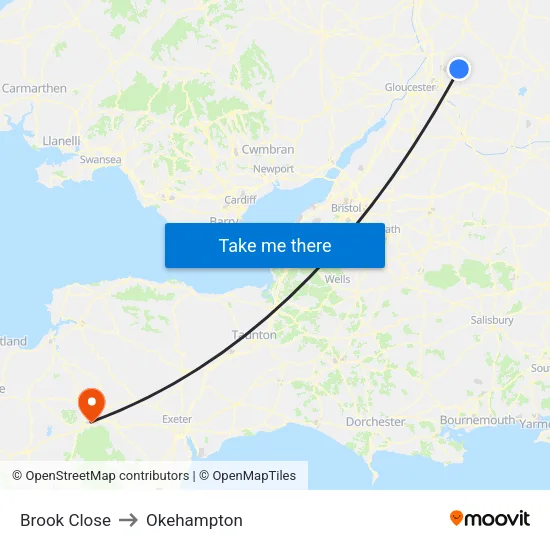 Brook Close to Okehampton map