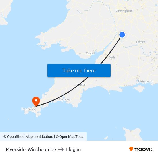 Riverside, Winchcombe to Illogan map