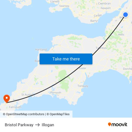 Bristol Parkway to Illogan map