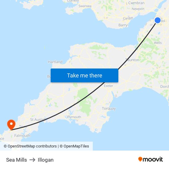 Sea Mills to Illogan map