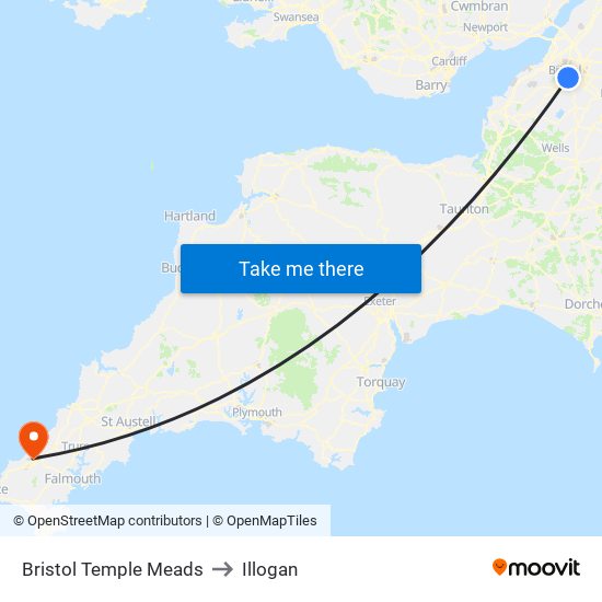 Bristol Temple Meads to Illogan map