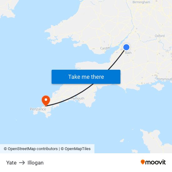 Yate to Illogan map