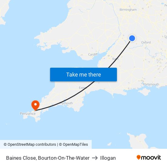 Baines Close, Bourton-On-The-Water to Illogan map