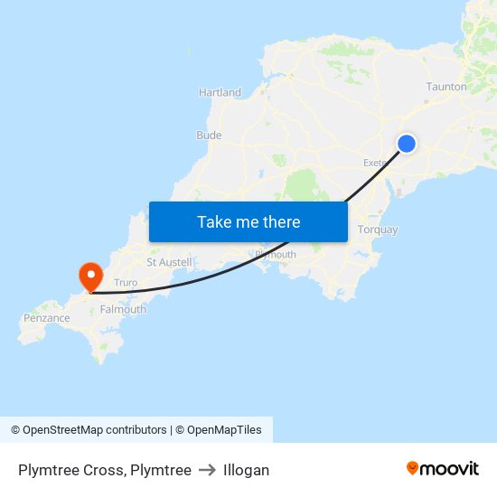 Plymtree Cross, Plymtree to Illogan map