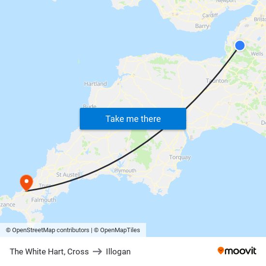 The White Hart, Cross to Illogan map