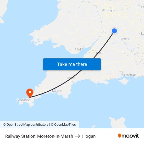 Railway Station, Moreton-In-Marsh to Illogan map