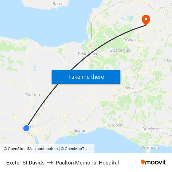 Exeter St Davids to Paulton Memorial Hospital map