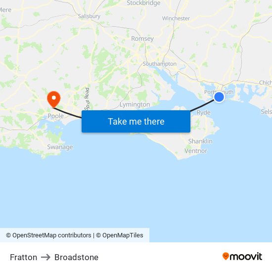 Fratton to Broadstone map