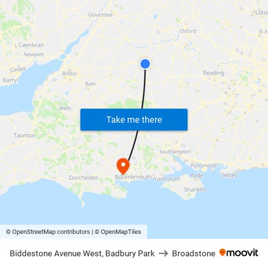 Biddestone Avenue West, Badbury Park to Broadstone map