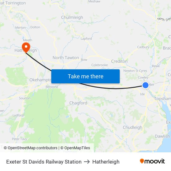 Exeter St Davids Railway Station to Hatherleigh map