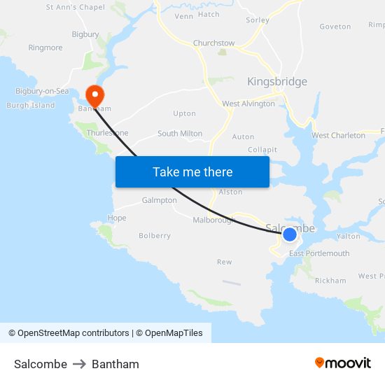 Salcombe to Bantham map