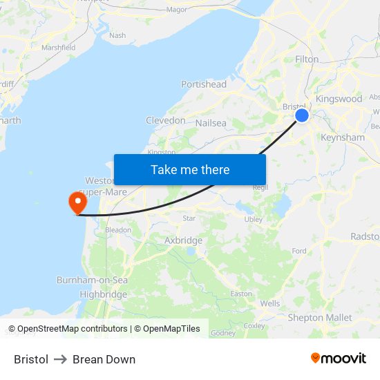 Bristol to Brean Down map