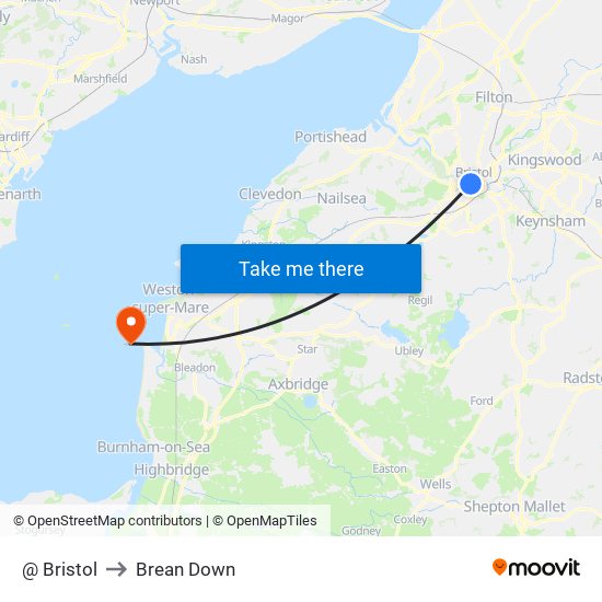 @ Bristol to Brean Down map