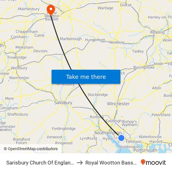 Sarisbury Church Of England Junior School to Royal Wootton Bassett Academy map