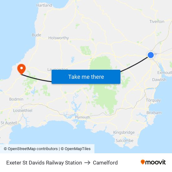 Exeter St Davids Railway Station to Camelford map