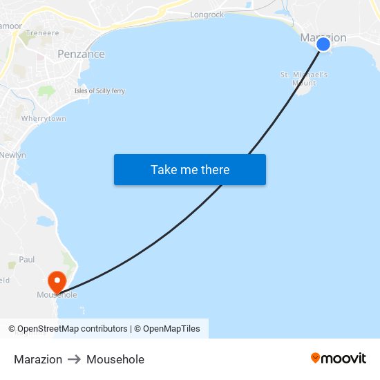 Marazion to Mousehole map