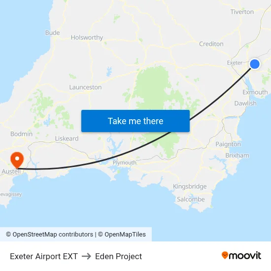 Exeter Airport EXT to Eden Project map