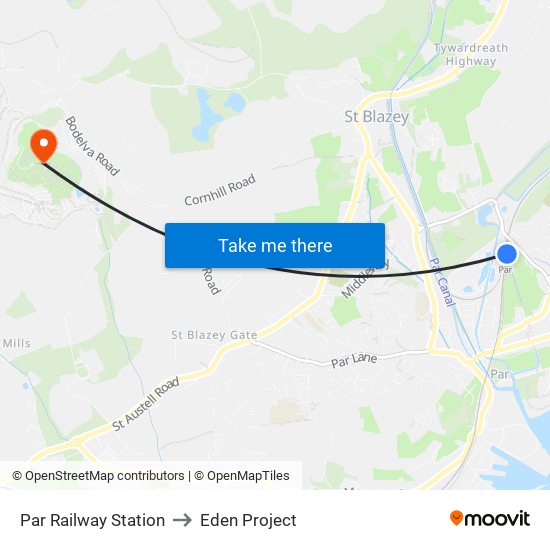 Par Railway Station to Eden Project map