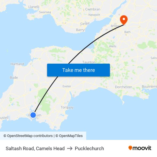 Saltash Road, Camels Head to Pucklechurch map