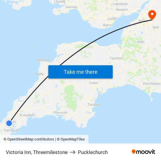 Victoria Inn, Threemilestone to Pucklechurch map