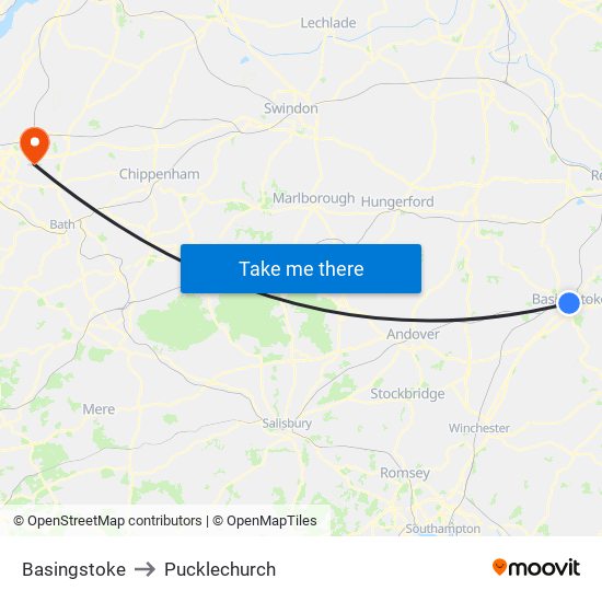 Basingstoke to Pucklechurch map