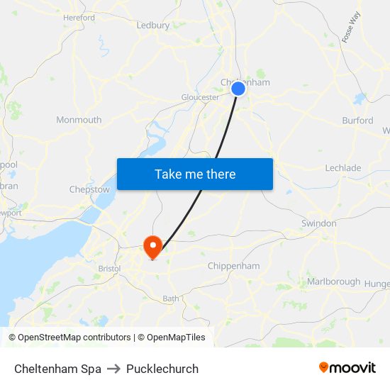 Cheltenham Spa to Pucklechurch map