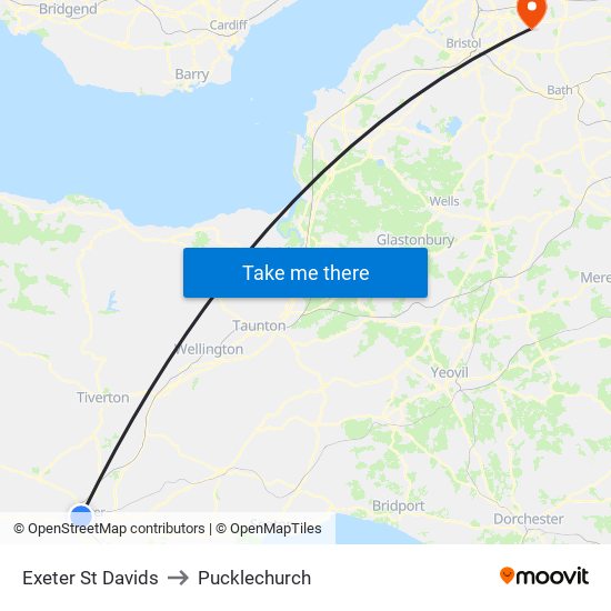 Exeter St Davids to Pucklechurch map