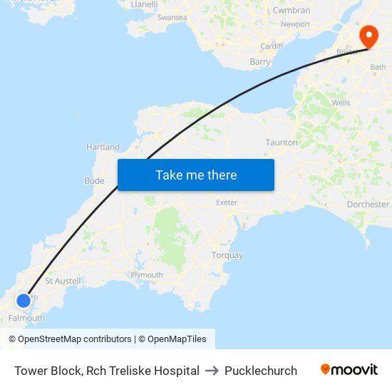 Tower Block, Rch Treliske Hospital to Pucklechurch map