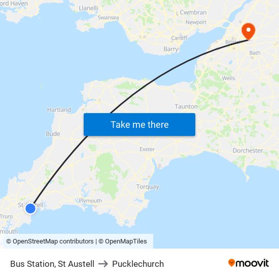 Bus Station, St Austell to Pucklechurch map