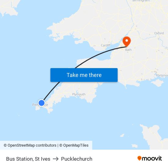 Bus Station, St Ives to Pucklechurch map
