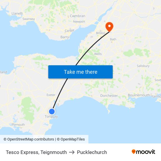 Tesco Express, Teignmouth to Pucklechurch map