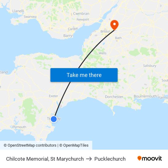 Chilcote Memorial, St Marychurch to Pucklechurch map