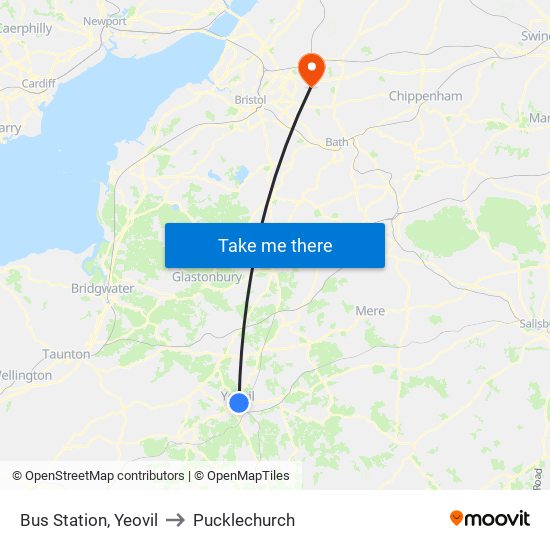 Bus Station, Yeovil to Pucklechurch map