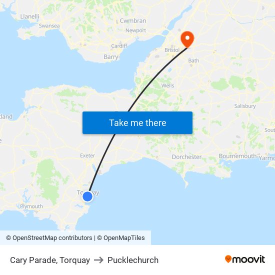 Cary Parade, Torquay to Pucklechurch map