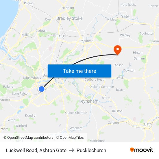 Luckwell Road, Ashton Gate to Pucklechurch map