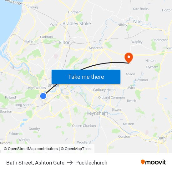 Bath Street, Ashton Gate to Pucklechurch map