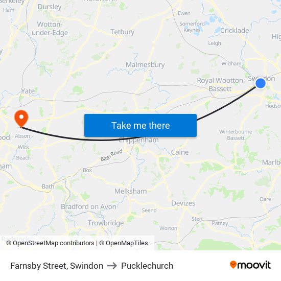 Farnsby Street, Swindon to Pucklechurch map