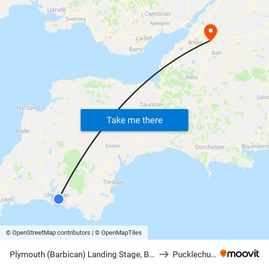 Plymouth (Barbican) Landing Stage, Barbican to Pucklechurch map